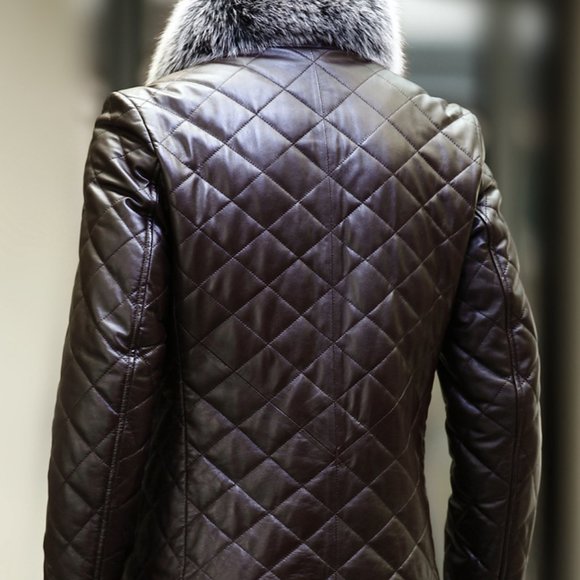 Men's Genuine Sheepskin Leather Jackets With Real Detachable Soft Silver Fox Fur - Picture 2 of 4